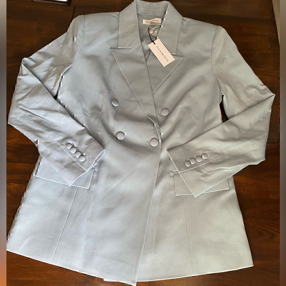 NWT We Wore What Double Breasted Blazer “Storm Blue” Small